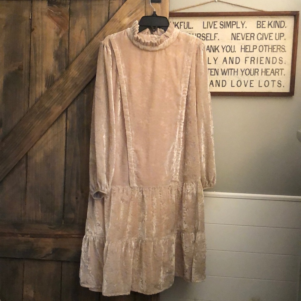Salt Ruffle High Neck Daisy Burnout Dress in Size Medium